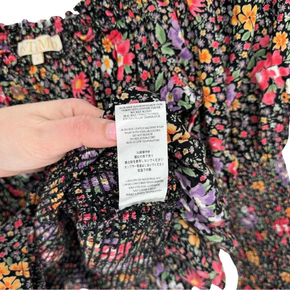 ByTiMo Tuckernuck Small Smocked 3/4 Sleeve Blouse Bright Field Dark Florals - Picture 9 of 10